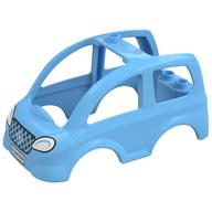 Деталь LEGO Duplo Car Body 4 x 8 x 3 with 2 Top Studs, Silver Grille, White Headlights and License Plate Print, Ярко-светло-голубой