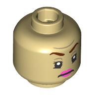 Деталь LEGO Minifig Head Dolores Umbridge, Dark Red Eyebrows, Dark Pink Lips print, Песочный