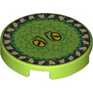 Tile Round 2 x 2 with Circle of Teeth, Yellow Eyes print