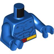 Деталь LEGO Torso, Dark Blue Fur, Yellow Belt, Red Belt Buckle with X print, Blue Arms and Hands, Голубой