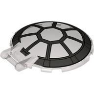 Деталь LEGO Dish 6 x 6 Inverted - No Studs with Handle with SW 8 Spoke Radial Cockpit Print, Прозрачный черный