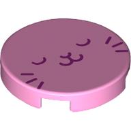 Tile Round 2 x 2 with Dark Purple Cat Face print