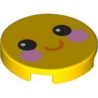 Деталь LEGO Tile Round 2 x 2 with Smiley Face, Bright Light Pink Cheeks print, Желтый
