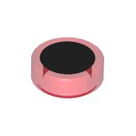 Деталь LEGO Tile Round 1 x 1 with Black Dot/Circle print, Прозрачный красный