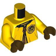 Деталь LEGO Torso, Cloak, String, Hogwarts Crest print, Yellow Arms, Dark Brown Hands, Желтый
