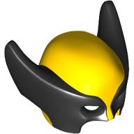 Деталь LEGO Minifig Mask Wolverine with Black Pointed Sides Print, Желтый