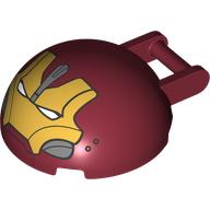 Набор LEGO Windscreen 4 x 4 x 1 2/3 Canopy Half Sphere with Handle and Hulk Buster Face Print, Темно-красный