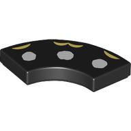 Деталь LEGO Tile 2 x 2 Curved, Macaroni with 3 White Dots, Shapes print, Черный