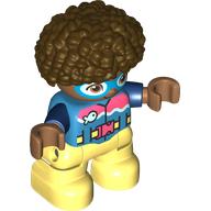 Деталь LEGO Duplo Figure Child, Afro Dark Brown, Bright Light Yellow Legs, Wetsuit and Goggles Print, Темно-лазурный