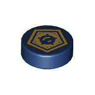 Деталь LEGO Tile Round 1 x 1 with Gold Pentagon print, Темно-синий