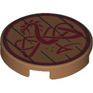 Деталь LEGO Tile Round 2 x 2 with Wooden Planks, Dark Red Dragon print, Средне-темный телесный