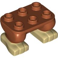 Деталь LEGO Feet, 2 x 3 x 2/3 with 6 Studs on Top with Tan Tows pattern, Темно-оранжевый