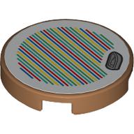 Деталь LEGO Tile 2 x 2 Round with Rowboat and Barcode Print (Sticker), Средне-темный телесный