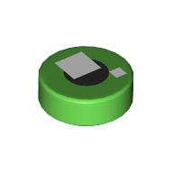 Деталь LEGO Tile Round 1 x 1 with Brickheadz Eye, White Squares, Black Circle print, Ярко-зеленый
