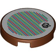 Деталь LEGO Tile Round 2 x 2 with Balloons and Barcode Print (Sticker), Красно-коричневый
