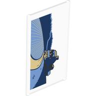 Glass for Window 1 x 4 x 6 with Cel with Bright Light Blue/Black/Tan House on Road, Fields print