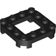 Деталь LEGO Plate Round Corners 4 x 4 x 2/3 Circle with 2 x 2 Cutout, Черный
