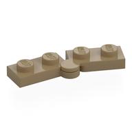 Деталь LEGO Hinge Plate 1 x 4 Swivel Top / Base - Hollow Clip [Complete Assembly], Темно-песочный