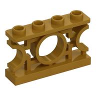 Деталь LEGO Fence 1 x 4 x 2 Ornamental Asian Lattice Round with 4 Studs, Жемчужно-золотой