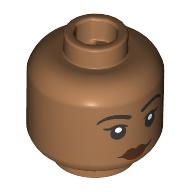 Деталь LEGO Minifig Head Helen Lasichanh, Black Eyebrows, Dark Red Lips, Средне-темный телесный