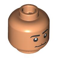 Деталь LEGO Minifig Head Black Eyebrows, Cleft Upper Lip, Smile, Closed Mouth/Open Mouth, Телесный