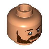 Деталь LEGO Minifig Head Dark Brown Eyebrows, Thick Beard, Smile, Open Mouth/Closed Mouth, Телесный