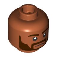 Деталь LEGO Minifig Head Dark Brown Eyebrows, Thick Beard, Neutral/Open Mouth Grin, Темно-оранжевый