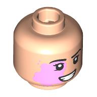 Деталь LEGO Minifig Head Black Eyebrows, Port-Wine Stain, Open Mouth Smile, Teeth/Tongue, Светлый телесный