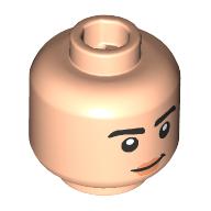 Деталь LEGO Minifig Head, Thick Black Eyebrows, Nougat Lips, Closed Mouth Smile/Open Mouth Smile, Светлый телесный