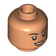 Деталь LEGO Minifig Head Black Eyebrows, Nougat Lips, Open Mouth Smile/Raised Eyebrow, Телесный