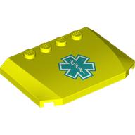 Деталь LEGO Slope Curved 4 x 6 x 2/3 Triple Curved with 4 Studs with Dark Turquoise Star of Life print, Насыщенный желтый