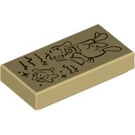 Tile 1 x 2 with Drawing of Goat, Star print