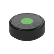 Tile Round 1 x 1 with Bright Green Center Circle, White print