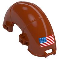 Деталь LEGO Technic Panel Mudguard Half Circle, Unknown Size with Handles and America Flag Left print, Темно-оранжевый