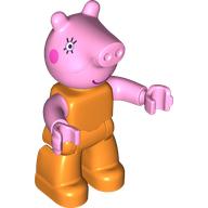 Деталь LEGO Duplo Figure, Pig with Dark Pink Cheeks, Eyelashes print, Оранжевый