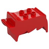 Деталь LEGO Duplo Brick, Hair, 2 x 2 Top Studs, Spiked to Side, Spiked Bangs, Красный