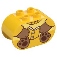 Деталь LEGO Duplo Brick 2 x 4 x 2 Rounded Ends with Bear Body, Book Print, Желтый
