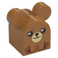 Деталь LEGO Duplo Brick 2 x 2 x 2 Curved Top with Round Ears, Sad Bear Print, Средне-темный телесный