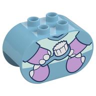 Деталь LEGO Duplo Brick 2 x 4 x 2 Rounded Ends with Elephant Body, Toothbrush Print, Средне-лазурный