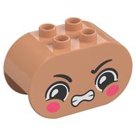 Деталь LEGO Duplo Brick 2 x 4 x 2 Rounded Ends with Angry, Dark Pink Cheeks Print, Телесный
