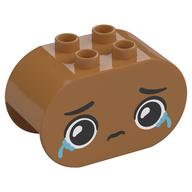 Деталь LEGO Duplo Brick 2 x 4 x 2 Rounded Ends with Sad Face, Crying Print, Средне-темный телесный