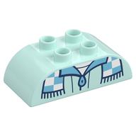 Деталь LEGO Duplo Brick 2 x 4 Curved Top, Jacket Top and Scarf Print, Светлый морской волны