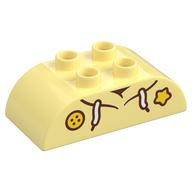 Деталь LEGO Duplo Brick 2 x 4 Curved Top, Hoodie Top and Yellow Star and Button Print, Ярко-светло-желтый
