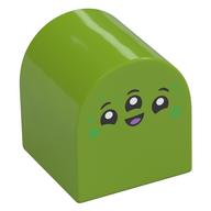 Деталь LEGO Duplo Brick 2 x 2 x 2 Curved Top with Alien Face with Three Eyes Print, Лайм