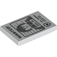 Деталь LEGO Tile 2 x 3, Wanted Poster with 'WANTED' and '604-15' Print, Белый