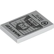 Деталь LEGO Tile 2 x 3, Wanted Poster with 'WANTED' and '604-16' Print, Белый