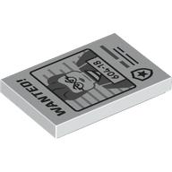 Деталь LEGO Tile 2 x 3, Wanted Poster with 'WANTED' and '604-18' Print, Белый