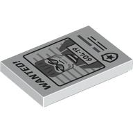 Деталь LEGO Tile 2 x 3, Wanted Poster with 'WANTED' and '604-19' Print, Белый