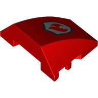Деталь LEGO Wedge Curved 4 x 3 No Studs with Red Flames on Silver Shield print [Fire Fighters], Красный