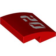 Деталь LEGO Slope Curved 2 x 2 x 2/3 with White '02' print, Красный